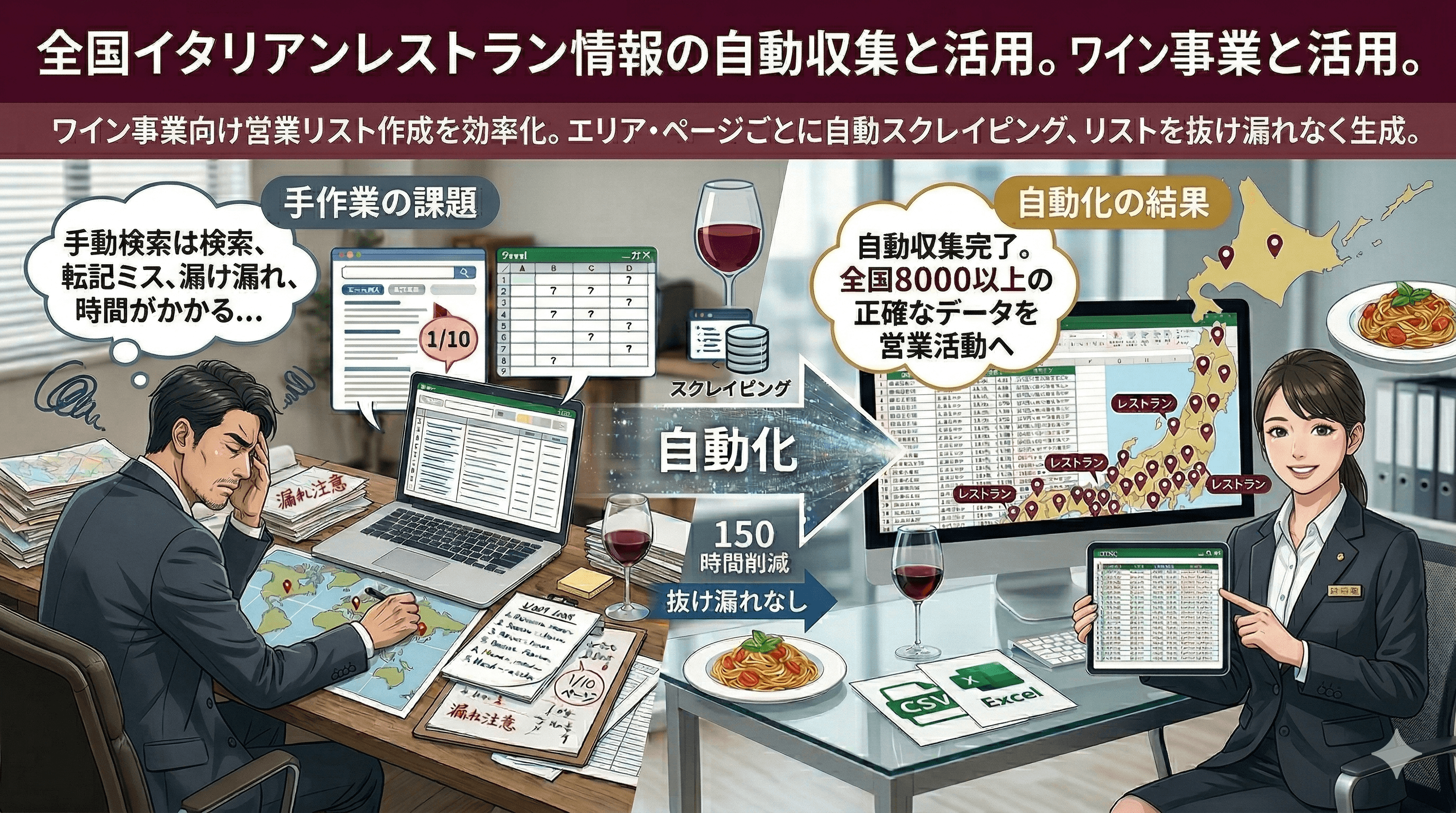 全国8,000件超のイタリアン店舗情報を自動収集